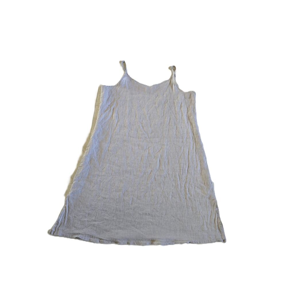 Flax Linen Spaghetti Strap Dress Size Large in Oatmeal